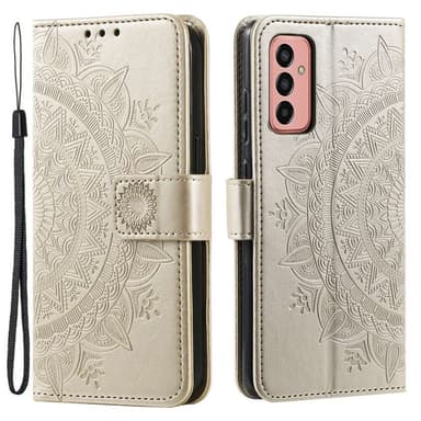 SKALO Samsung A14 4G/5G Mandala lompakkokotelo - Kulta