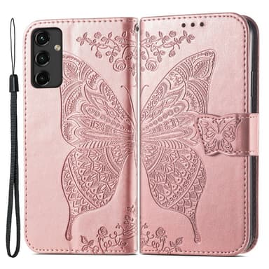 SKALO Samsung A14 4G/5G Mandala Butterfly lompakkokotelo - Ruusukulta