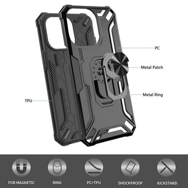 SKALO Samsung A34 5G Armor Hybridi metallirengas kuori - Vihreä