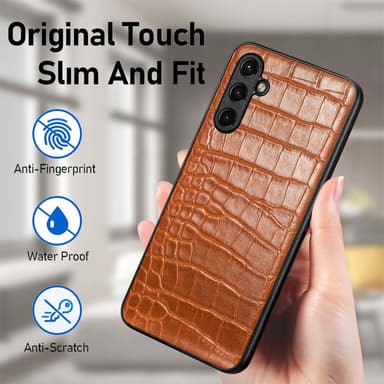 SKALO Samsung A54 5G Crocodile PU Nahka Hybrid Suojakuori - Ruskea