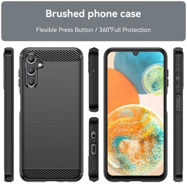 SKALO Samsung A14 4G/5G Armor Carbon Iskunkestävä TPU suojakuori - Musta