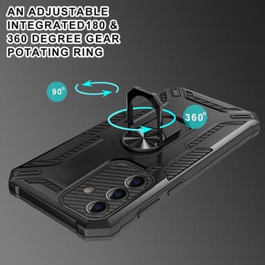 SKALO Samsung A34 5G Armor Hybridi metallirengas kuori - Vihreä