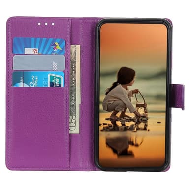 SKALO Samsung A14 4G/5G Litchi Lompakkokotelo - Violetti