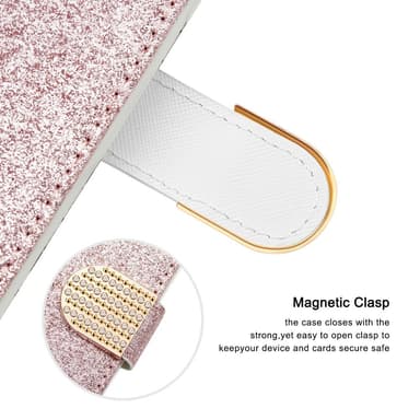 SKALO Samsung A54 5G Glitter design Lompakko kotelo - Ruusukulta