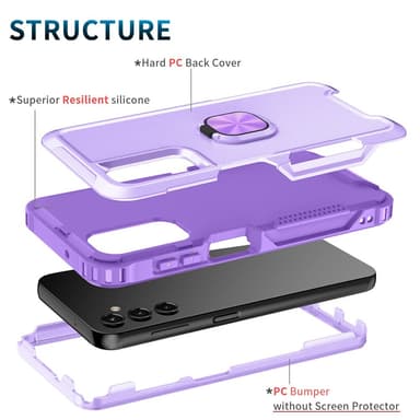 SKALO Samsung A54 5G Armor Hybridi metallirengas kuori - Violetti