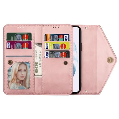 SKALO Samsung A34 5G Evelope Clutch 8-Lokeroa - Ruusukulta