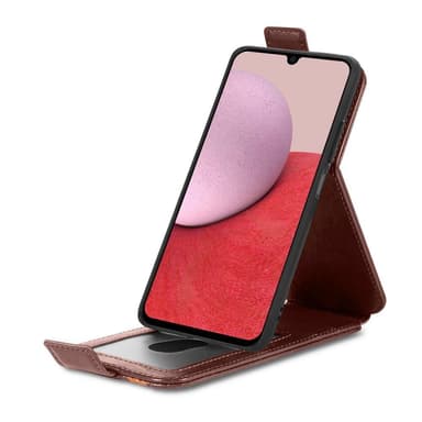 SKALO Samsung A14 4G/5G CASENEO Vertical Flip Lompakkokotelo - Ruskea