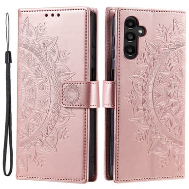 SKALO Samsung A34 5G Mandala lompakkokotelo - Ruusukulta