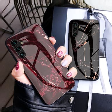 SKALO Samsung A54 5G Marmori karkaistu lasi TPU-suojakuori - #2
