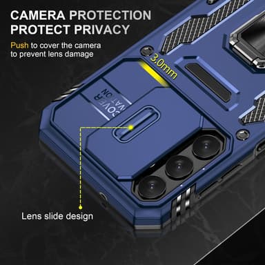 SKALO Samsung A14 4G/5G Armor hybridi metallirengas kameran liukusäädin - - Sininen