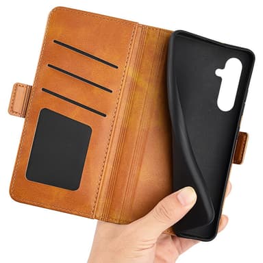 SKALO Samsung A54 5G Premium Wallet Lompakkokotelo - Vaaleanruskea