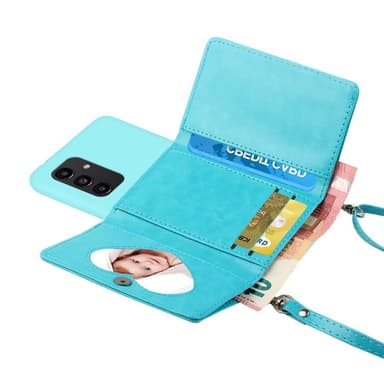 SKALO Samsung A14 4G/5G TPU-Suojakuori with Heart Wallet - Turkoosi
