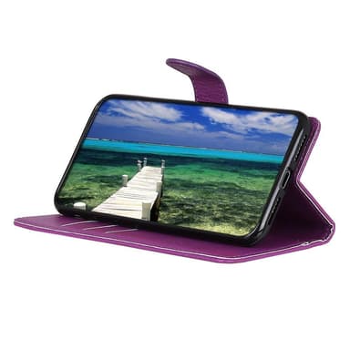 SKALO Samsung A14 4G/5G Litchi Lompakkokotelo - Violetti