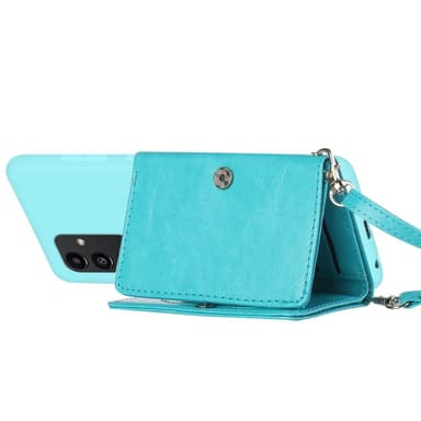 SKALO Samsung A14 4G/5G TPU-Suojakuori with Heart Wallet - Turkoosi
