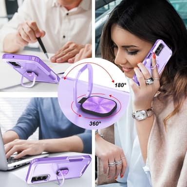 SKALO Samsung A54 5G Armor Hybridi metallirengas kuori - Violetti