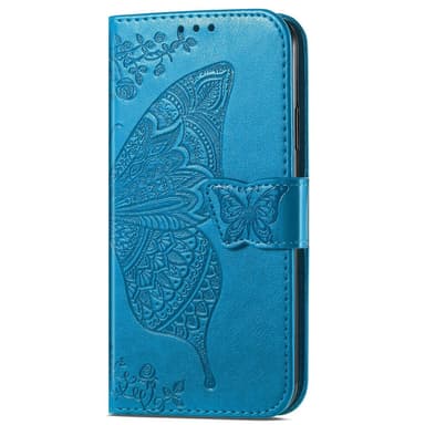SKALO Samsung A14 4G/5G Mandala Butterfly lompakkokotelo - Sininen