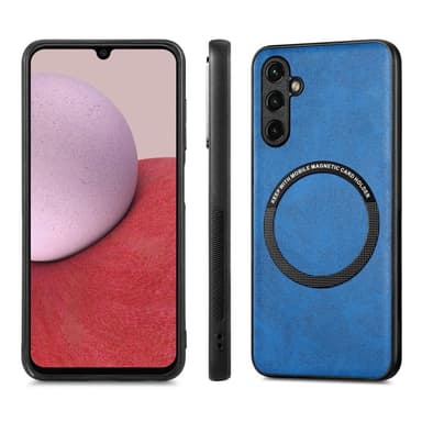 SKALO Samsung A14 4G/5G PU Nahka Hybrid Magnetic Ring Suojakuori - Sininen