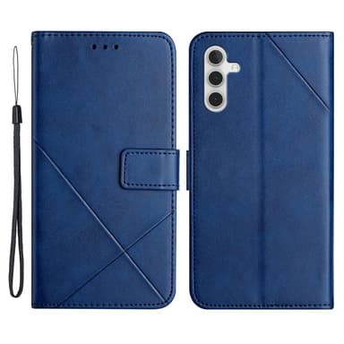 SKALO Samsung A34 5G Kohokuvioitu PU Nahka Lompakkokotelo - Sininen