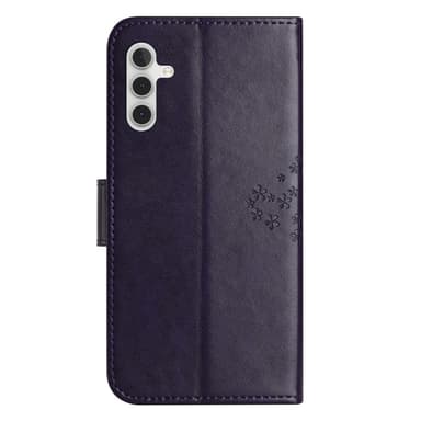 SKALO Samsung A14 4G/5G Owl Tree lompakkokotelo - Tumman violetti