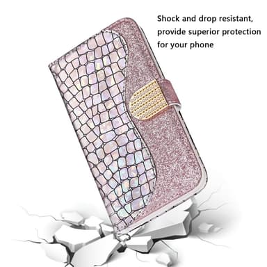 SKALO Samsung A54 5G Glitter design Lompakko kotelo - Ruusukulta
