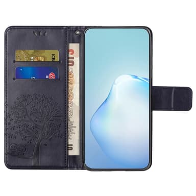 SKALO Samsung A14 4G/5G Owl Tree lompakkokotelo - Tumman violetti