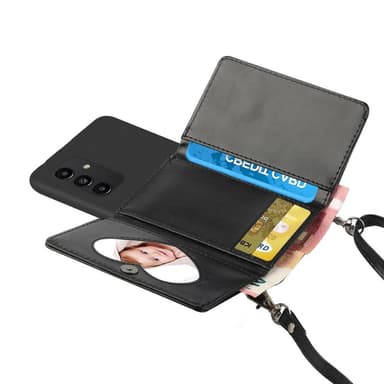 SKALO Samsung A34 5G TPU-Suojakuori with Heart Wallet - Musta