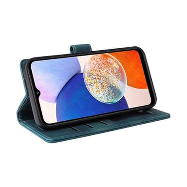 SKALO Samsung A14 4G/5G Lompakkokotelo PU-nahkaa - Sininen