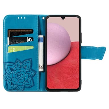 SKALO Samsung A14 4G/5G Mandala Butterfly lompakkokotelo - Sininen