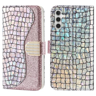 SKALO Samsung A54 5G Glitter design Lompakko kotelo - Ruusukulta