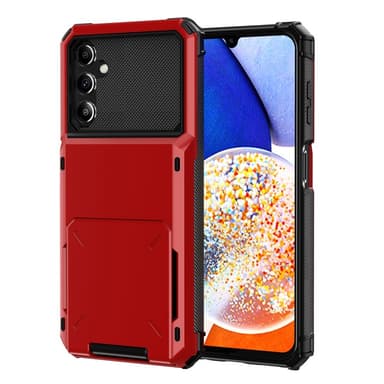 SKALO Samsung A34 5G Armor Suojakuori korttikotelo - Punainen