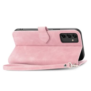 SKALO Samsung A14 4G/5G Big Wallet Flower Lompakkokotelo - Pinkki