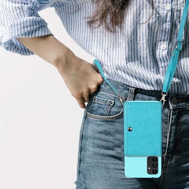 SKALO Samsung A14 4G/5G TPU-Suojakuori with Heart Wallet - Turkoosi