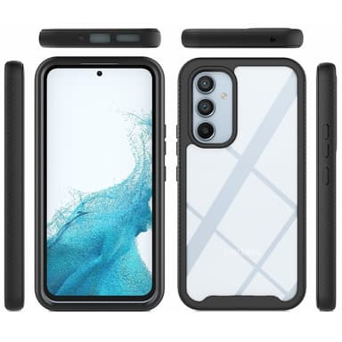 SKALO Samsung A34 5G Iskunkestävä Clear Hybrid Suojakuori + suojakalvo - Musta