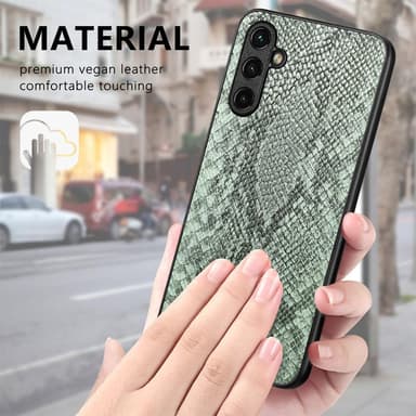SKALO Samsung A14 4G/5G Snakeskin PU-nahka hybridi Suojakuori - Vihreä