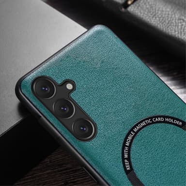 SKALO Samsung A54 5G PU Nahka Hybrid Magnetic Ring Suojakuori - Musta