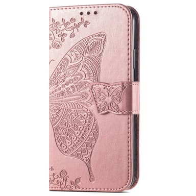SKALO Samsung A14 4G/5G Mandala Butterfly lompakkokotelo - Ruusukulta