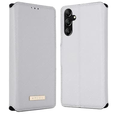 SKALO Samsung A14 4G/5G MUXMA Saffiano PU-nahka Lompakkokotelo - Valkoinen