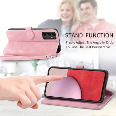 SKALO Samsung A14 4G/5G Big Wallet Flower Lompakkokotelo - Pinkki