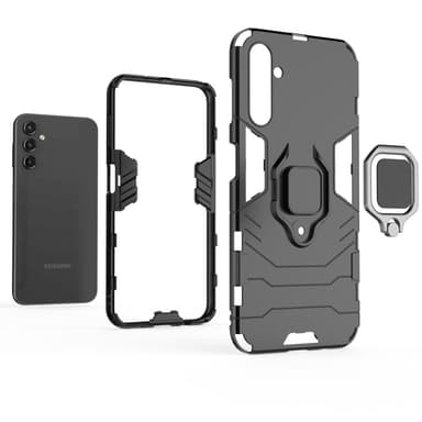 SKALO Samsung A14 4G/5G Armor Hybridi metallirengas kuori - Musta