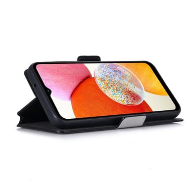 SKALO Samsung A14 4G/5G MUXMA Saffiano PU-nahka Lompakkokotelo - Valkoinen