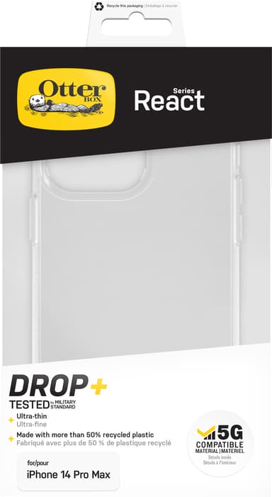 OtterBox React iPhone 14 Pro Max suojakuori (läpinäkyvä)
