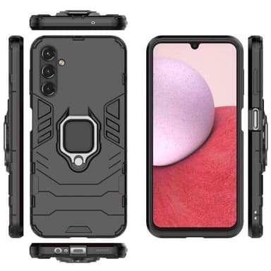 SKALO Samsung A14 4G/5G Armor Hybridi metallirengas kuori - Musta