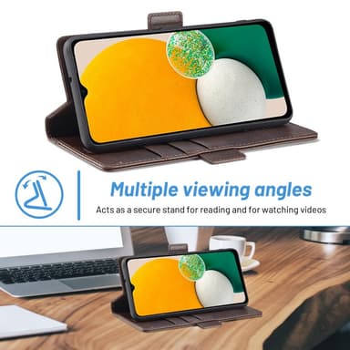 SKALO Samsung A14 4G/5G LC.IMEEKE Lompakkokotelo PU-nahkaa - Ruskea