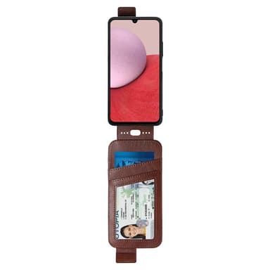 SKALO Samsung A14 4G/5G CASENEO Vertical Flip Lompakkokotelo - Ruskea