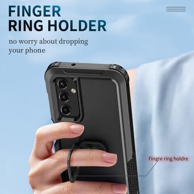 SKALO Samsung A54 5G Armor Hybridi metallirengas kuori - Musta