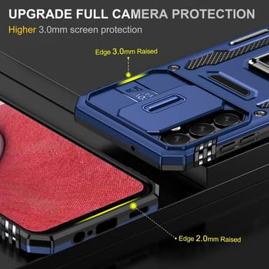 SKALO Samsung A14 4G/5G Armor hybridi metallirengas kameran liukusäädin - - Sininen