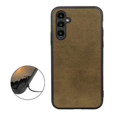 SKALO Samsung A14 4G/5G PU-nahka Hybridi Suojakuori - Tummanruskea