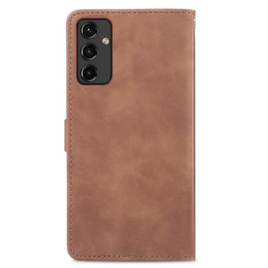 SKALO Samsung A14 4G/5G Big Wallet Flower Lompakkokotelo - Ruskea