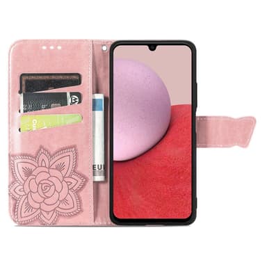 SKALO Samsung A14 4G/5G Mandala Butterfly lompakkokotelo - Ruusukulta