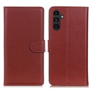 SKALO Samsung A14 4G/5G Litchi Lompakkokotelo - Ruskea